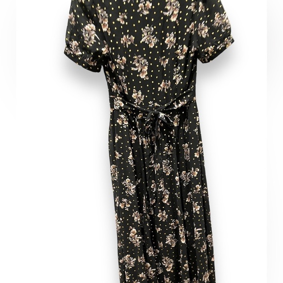 Sadie + Sage | Black + Gold Floral Maxi Dress | Deep V | Size Small - Picture 9 of 10